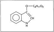 The chemical symbol for indican, the compound found in the leaves of the indigo plant that is used to make indigo dye.